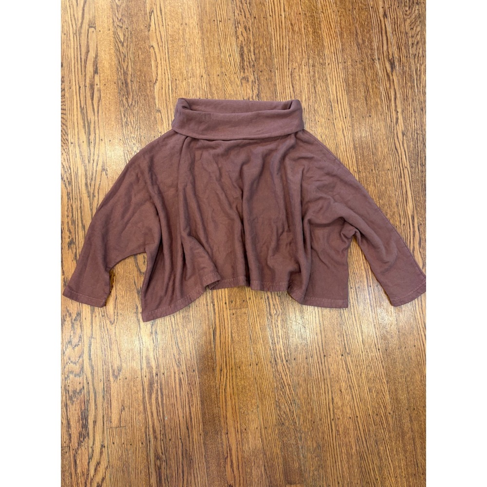 Bryn Walker Oversized Cropped Cowl Neck Sweatshirt Brown Lagenlook